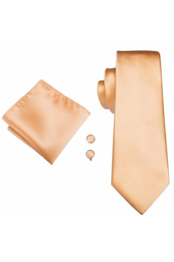 Pale Pastel  Peach Orange pocket square, Cufflink and wedding tie set