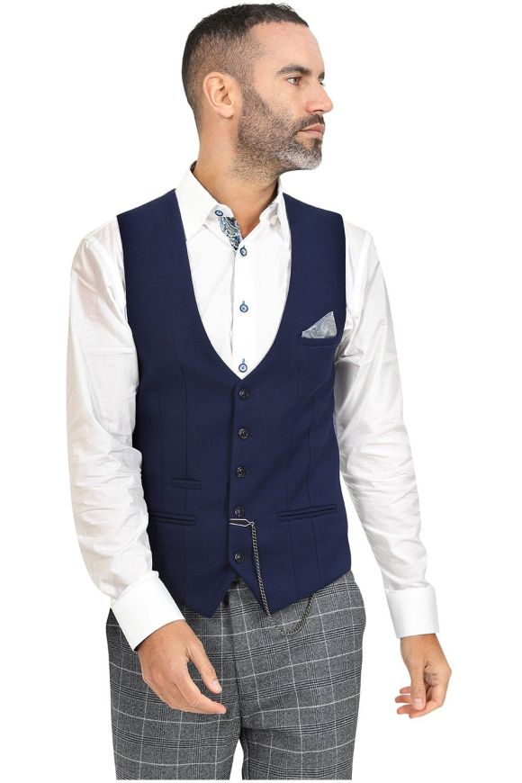 Jenson Samuel Oxford Grey Check Suit with Contrast Kelvin Royal Waistcoat 