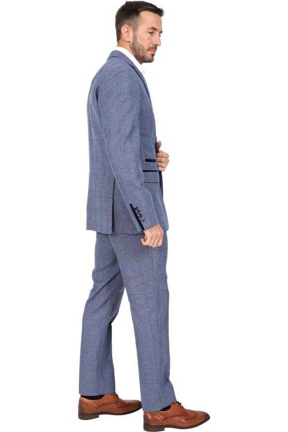 Jenson Samuel Warwick Blue Tweed Two Piece Suit