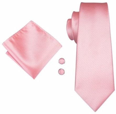 Pale Pastel pink mulberry pocket square, Cufflink and wedding tie set